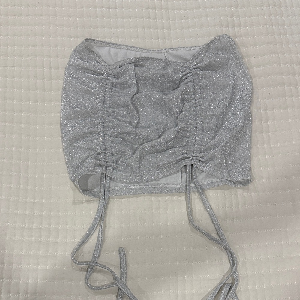 Silver Glitter Ruched coverup